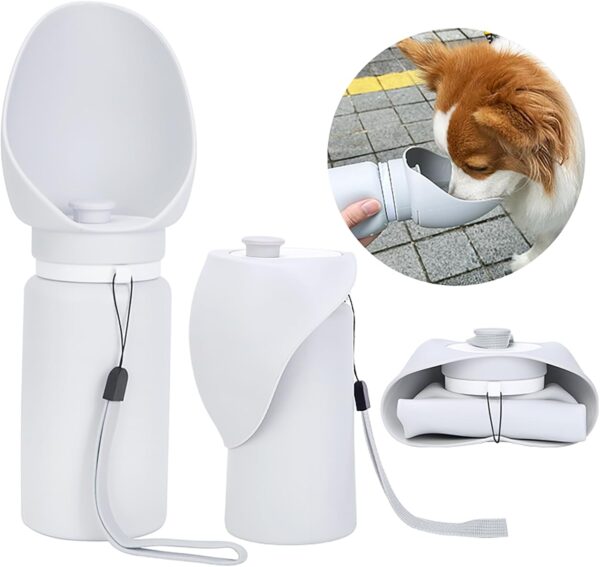 Foldable Dog Water Bottle, 550ml/19 oz Portable Leak Proof Water Feeder, Food Grade Silicon Water Dispenser, Pet Accessories for Walking Hiking Travel