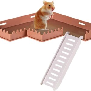 Fowybe Hamster Stand Platform - Safe PVC Play Gym with Ladder,Pet Supplies Small Animal Habitat Decor for Hamsters, Hedgehogs, Squirrels, Gerbils, Chinchillas, Parrots, Chipmunks