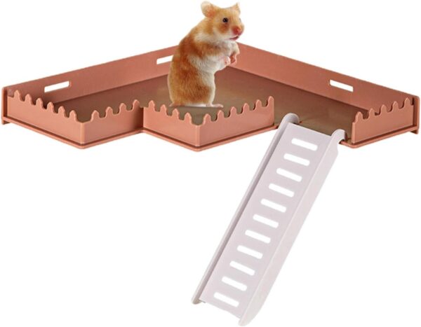 Fowybe Hamster Stand Platform - Safe PVC Play Gym with Ladder,Pet Supplies Small Animal Habitat Decor for Hamsters, Hedgehogs, Squirrels, Gerbils, Chinchillas, Parrots, Chipmunks