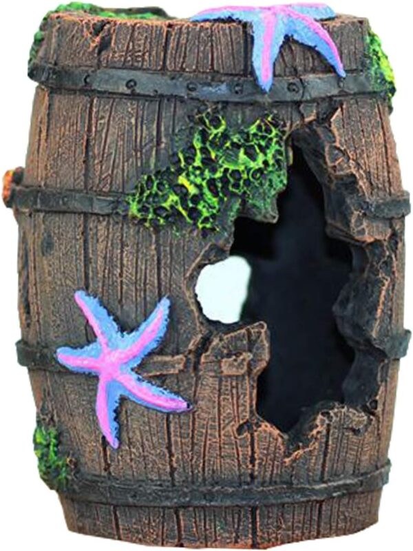 FuninCrea Fish Tank Cave Decor,Aquarium Broken Barrel Cave Decor, Fish Tank Mountain Cave Ornaments for Betta Fish Hiding Hole House Shelter (Brown)