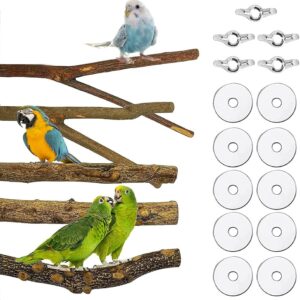 Gobesty Bird Perch Stand, Bird Cage Accessories, 5 PCS Bird Parrot Perches, Natural Wood Parrot Perch Bird Cage Branch for Parakeets Cockatiels Conures Macaws Finches Love Birds