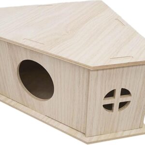 Gomice Hamster Habitat Hut - Small Animal Habitat | Hamster House, Wooden Playground Hide Hut, Hamster Habitat Cage Natural Wooden Pet Supplies for Gerbils, Rabbits, Guinea Pigs