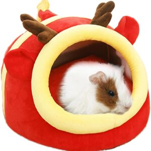 Guinea Pig Bed, Chinchilla House Hideout for Ferret Hedgehog, Warm Nest for Hamster Rabbit Kitten, Small Animals Supplies Toy Cage Accessories (Dragon, L)