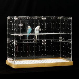 GuineaLoft™ Model-E Cage - Acrylic Bird Cage. DIY Extendable & Stackable. Extend for Additional Horizontal Space. Stack to Add Multiple Floors.