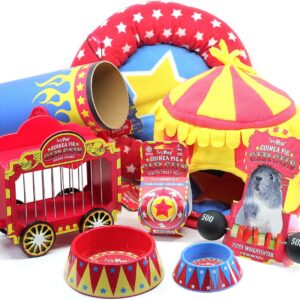 HAYPIGS Full set Guinea Pig Toys - Circus Themed Guinea Pig Toy and Accessories - Fleece Guinea Pig Bed House Hideaway - Rabbit Boredom Breakers - Small Animal toys For Rabbits to Play With