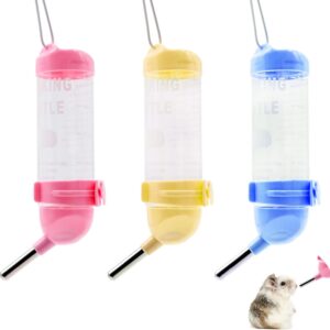 Hamster Water Drinking Dispenser, 3 Pcs 125ml Plastic Hanging Small Animal Water Bottles, Automatic Water Feeder for Hamster, Rabbit, Guinea Pig, Rat, Gerbil