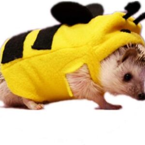 Hedgehog Clothes Bee Costume Small Animal Apparel Polar Fleece Material Handmade Hedgehog Hoodie Costume Accessories Outfit for Cosplay Halloween Party Pet Supplies (S)