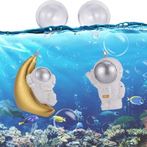 Hejo Fish Tank Decorations, 2PCS Mini Fish Tank Ornament Adorable Astronaut Floating Resin Landscape Ornament Fish Tank Accessories Ideal for Aquarium Home Office Aquarium