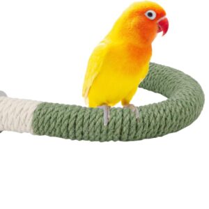 Hypeety Bird Perches Parrot U Shape Natural Wood Hemp Rope Stand Perch Bird Stick Paw Grinding Perch Birdcage Accessories Perch Standing Toy for Budgies Parakeet Cockatiel Conures