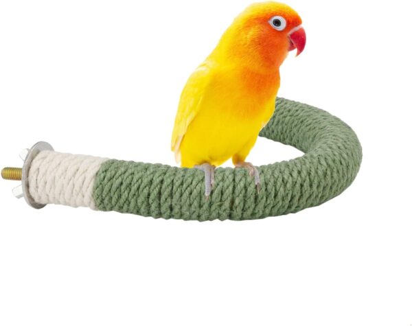 Hypeety Bird Perches Parrot U Shape Natural Wood Hemp Rope Stand Perch Bird Stick Paw Grinding Perch Birdcage Accessories Perch Standing Toy for Budgies Parakeet Cockatiel Conures