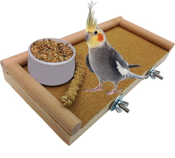 IW Designs Bird platform perch shelf cage accessory! Beech doweling wood perimeter! For cockatiels, budgies, parrotlets, finches, canaries! Strong, built to last! Aesthetic look! Excellent gift!