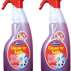 JOHNSONS CLEAN N SAFE CAGE BIRD BUDGIE PARROT DISINFECTANT CLEANER 2 PACK