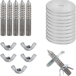 JVHLOV Set of 5 Branch Screws Stainless Steel Mounting Set, for Cage Attachment, Accessories, for Cage Attachment, Bird Toys, Perches, Seat Boards