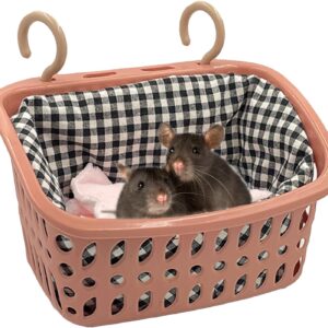 JWShang Rat Hammock for Cage Chew Proof, Rat Warm Bed, Small Animal Hanging Hammock, Rat Cage Accessories for Small Animals Rat, Mouse, Sugar Glider, Ferret (Large, Pink)