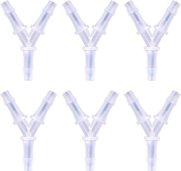 KALIONE Aquarium Air Valve, 6 Packs Y-Shaped Aquarium Air Pump Accessories, Aquarium Airline Tubing, Air Line Fittings, Air Hose Splitter, 3 Way Oxygen Tubing Connectors Fitting for Fish Tank Aquarium