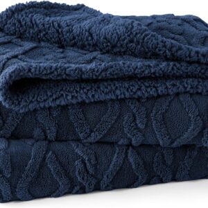 Lesure Washable Dog Blanket - 274x218cm Waterproof Blanket for Dogs and Cats, Patterned Bed and Sofa Couch Throw Protector with Soft Plush, Navy