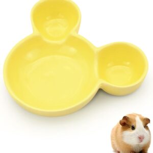 LuckyOpt Hamster Food Bowl, Cute Mouse Shape Ceramic Hamster Water Bowl Easy to Clean, Guinea Pig Bowl Feeding Dish for Small Animals, Hedgehog, Squirrels, Rodents, Sugar Glider (Yellow)