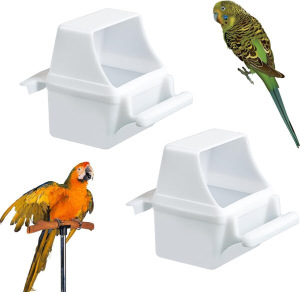 MEISH 2pcs Bird Cage Feeder Parrot Water Dispenser Cup Hanging Food Feeder Cage Accessories for Parrots Budgie Parakeet