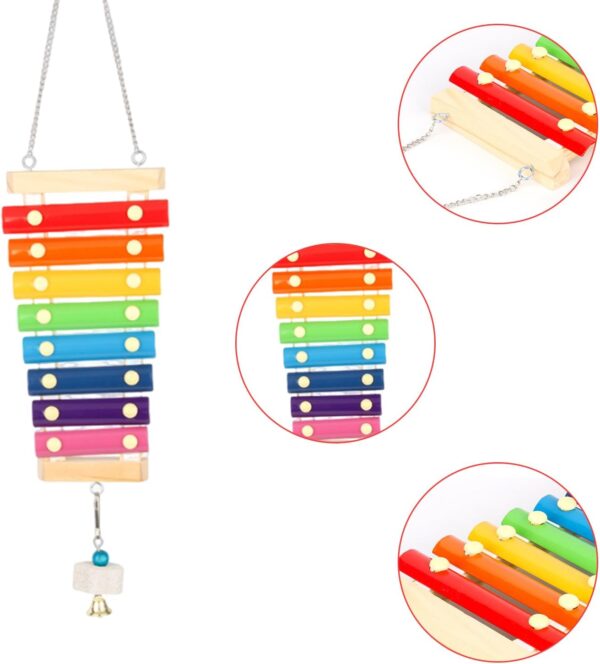 MEISH Chicken Xylophone Toy Suspensible Wood Musical Toy Bird Chewing Toys Bird Cage Pecking Toy Accessories for Chicken Bird