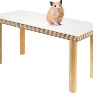 Mardili Wooden Small Animals Stand Platform,Waterproof Surface with Pillars,Natural Toys Cage Accessories for Hamster Squirrel Gerbil Chinchilla Parrot and Pet Bird