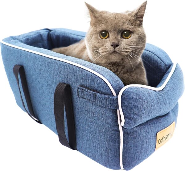 MoYouno Dog Car Seat for Cat and Small Dog, Portable Travel Bag, Pet Travel Carrier Hammock Travel Bed Suitable for most car luxury interactive pet seats (cat/Dog Booster Seats blue)