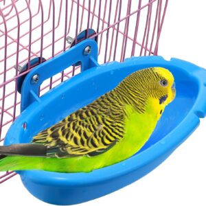 Mygeromon Bird Bath for Cage - Budgie Hanging Small Tub for Parrot Parakeets/Canary/Budgerigar Shower (Blue)