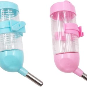 NA 2 Pcs（80ml） Hamster Dispenser Bottle Plastic Hanging Water Bottle Small Animal Water Bottle for Rabbit, Guinea Pig, Rat, Gerbil