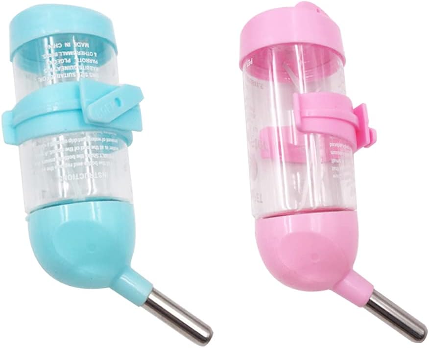 NA 2 Pcs（80ml） Hamster Dispenser Bottle Plastic Hanging Water Bottle Small Animal Water Bottle for Rabbit, Guinea Pig, Rat, Gerbil