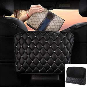 NganSuRong Car Handbag Holder Crystal Rhinestone Organiser Storage for Women, Seat Back Organizer Bag for Tidy Purse & Pocket Smaller Items, Driver Storage Netting Pouch, Barrier of Backseat Pet Kids