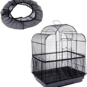 Nwvuop Bird Cage Cover Bird Seed Catcher Birdcage Mesh Net Skirt Black