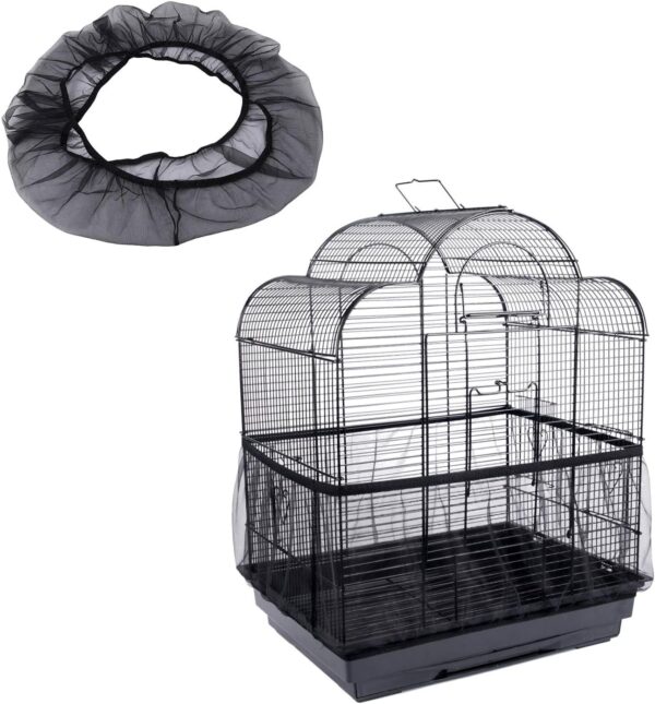 Nwvuop Bird Cage Cover Bird Seed Catcher Birdcage Mesh Net Skirt Black