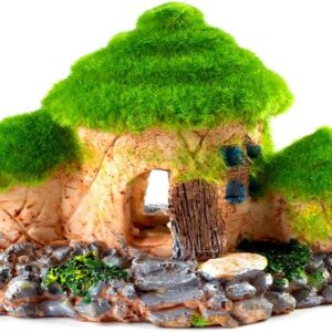 OMEM Reptile Houses Hide Small Animals Hideout and Caves Stones Decorative Landscaping Resin Rockery Estate Reptiles Supplies