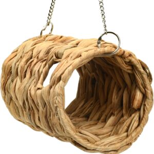 Parrot Straw Tunnel Hammock For Parakeets Bird Cage Swing Toy Standing Perch For Small Bird Birdcage Accessories Bird Tunnel Toy For Parrot