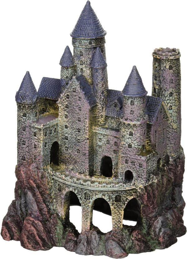Penn-Plax Age-of-Magic Wizard’s Castle Aquarium Decoration – Safe for Freshwater and Saltwater Fish Tanks – Large,10"