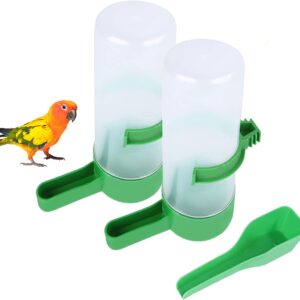 QX-Pet Supplies 2Pcs Automatic Bird Feeder Bird Waterer & Feeder Parakeet Hanging Food Dispenser Bird Cage Accessories for Parrots Budgie, Cockatiel, Lovebirds (140 ml / 4.73 oz)