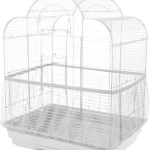 RSYHVG Bird Cage Net Cover Bird Cage Seed Catcher Skirt Stretchy Bird Seed Catcher Bird Cage Ventilate Dustproof Cover (White)