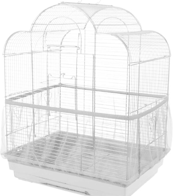 RSYHVG Bird Cage Net Cover Bird Cage Seed Catcher Skirt Stretchy Bird Seed Catcher Bird Cage Ventilate Dustproof Cover (White)