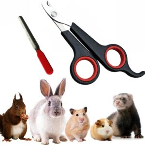 Rabbit Nail Clippers - Professional Pet Nail Clippers Stainless Steel Claw Trimmer Scissors for Small Animal Rabbit Guinea Pig Puppy Ferret Hamsters Chinchilla Sugar Glider Grooming Supplies (Black)