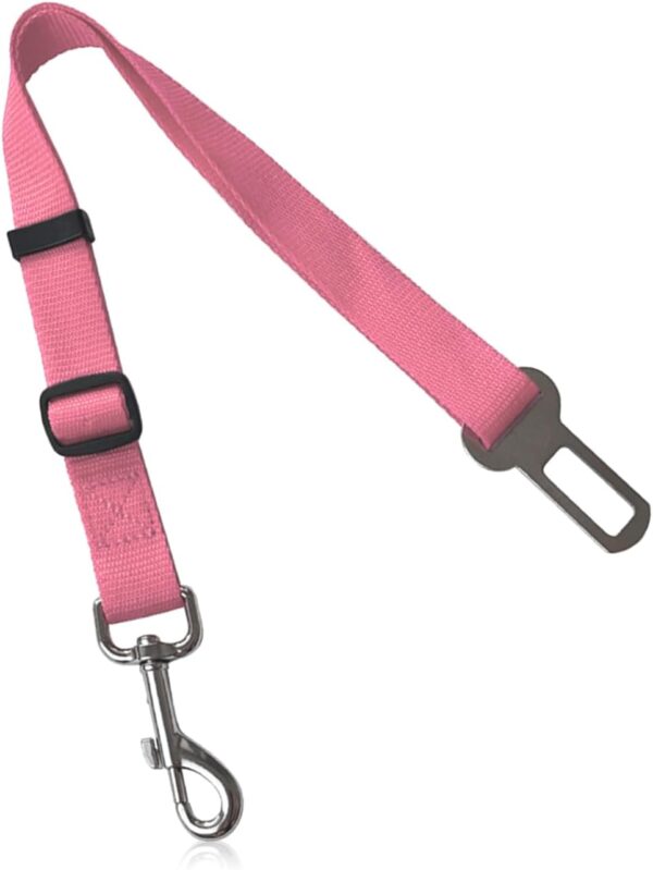 Rumyve Adjustable Dog Nylon Car Seat Belt, Pet travel Accessory Seat Belt Safety Restraint Strong Durable (Pink)