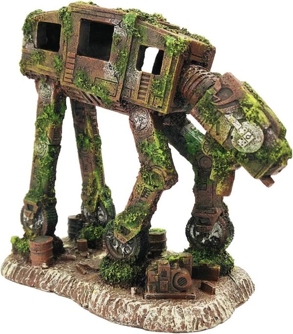 SLOCME Aquarium At-At Imperial Walker All Terrain Armored Transport Decorations - Fish Tank Resin Robot Betta Fish Hide Cave Ornament