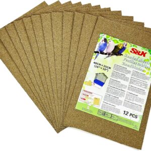 S&X Sand Sheets for Bird Cage 40cm x 25cm, Gravel Liner Paper 12PCS/Pack