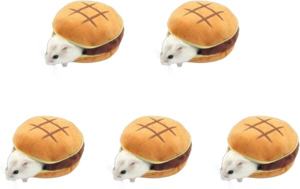 Saiyana Pet Supplies,Hamster Warm Bed House Hamburger Design for Small Animals Cage Accessories for Small Guinea Pigs Junior Chipmunks