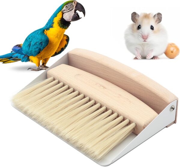 SanmooAio Small Pet Cage Cleaner Kit/Bedding Cages Cleaning Supplies for Guinea Pigs,Cats,Hedgehogs,Hamsters,Chinchillas,Rabbits,Reptiles,and Other Small Animals-Mini Dustpan and Brush