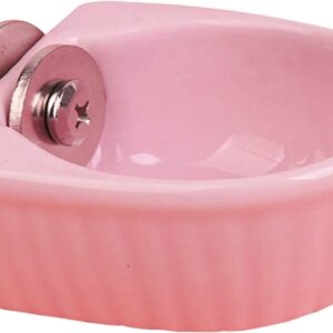 Small Animals Bowl, Detachable Cage Feeder Pet Ceramic Water & Food Feeder, Small Animal Supplies for Rabbit Parrot Squirrels Chinchilla Hamster Ferret (Pink, M)