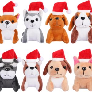 Sumind 8 Pieces Plush Dogs 5 Inch Stuffed Animals Bulk Assorted Cute Stuffed Dogs Small Animal Plush Toys for Girls Boys Graduation Halloween School Classroom Party Supplies Favors(Santa Style)