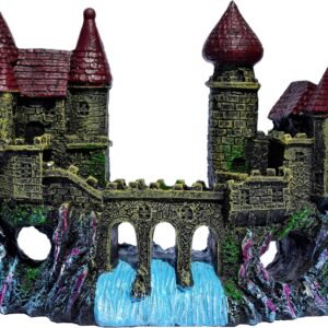 Supa Castle and Bridge Aquarium/Fish Tank Ornament | Realistic Detail | Approx. 6.5cm(L) x 16.5cm(W) x 13cm(H).