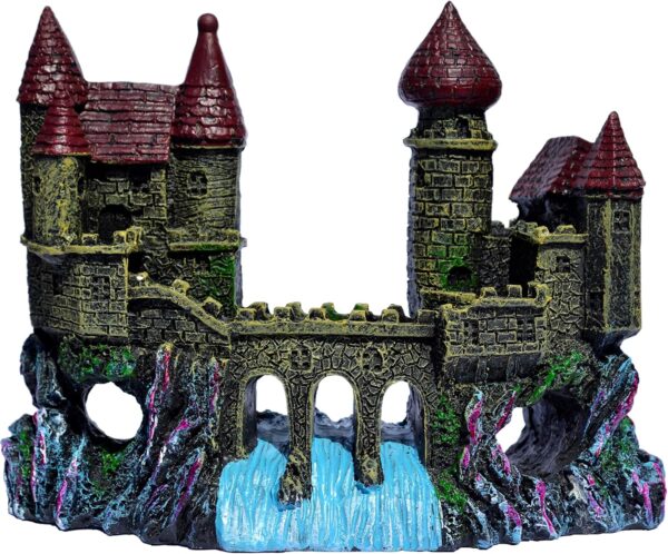 Supa Castle and Bridge Aquarium/Fish Tank Ornament | Realistic Detail | Approx. 6.5cm(L) x 16.5cm(W) x 13cm(H).