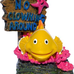 Supa No Fishing Sign, Clown Fish Aquarium/Fish Tank Ornament | Realistic Detail | Approx. 7.5cm(L) x 6.5cm(W) x 8cm(H)