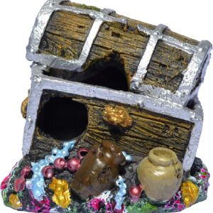 Supa Treasure Chest Aquarium/Fish Tank Ornament, Realistic Detail, Resin, Multi-Coloured, Dimensions: Approx 6cm(L) x 7.5cm(W) x 6.5cm(H)