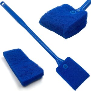 TDBS The Dustpan and Brush Store Fish Tank Cleaning Sponge, Reusable Double Sided Fish Tank Cleaner Plant Algae Scraper Long Handle Aquarium Glass Cleaner (40 cm) Free Sponge Refill Included!